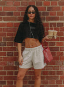 Core Oversized Crop Tee - Washed Out Black