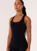 Cloud Compression Open Racer Back Tank - Black