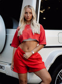 Core Oversized Crop Tee - Washed Out Red