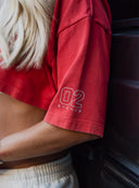 Core Oversized Crop Tee - Washed Out Red