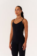 Cloud Compression Backless V Tank - Black