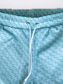 [men] Essentials Euro Boardshorts Light Blue waistband and drawcord close up