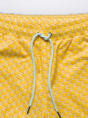 [men] Essentials Euro Boardshorts Yellow waistband and drawcord close up