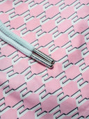 [men] Essentials Euro Boardshorts Avalon Pink print and drawcord detail