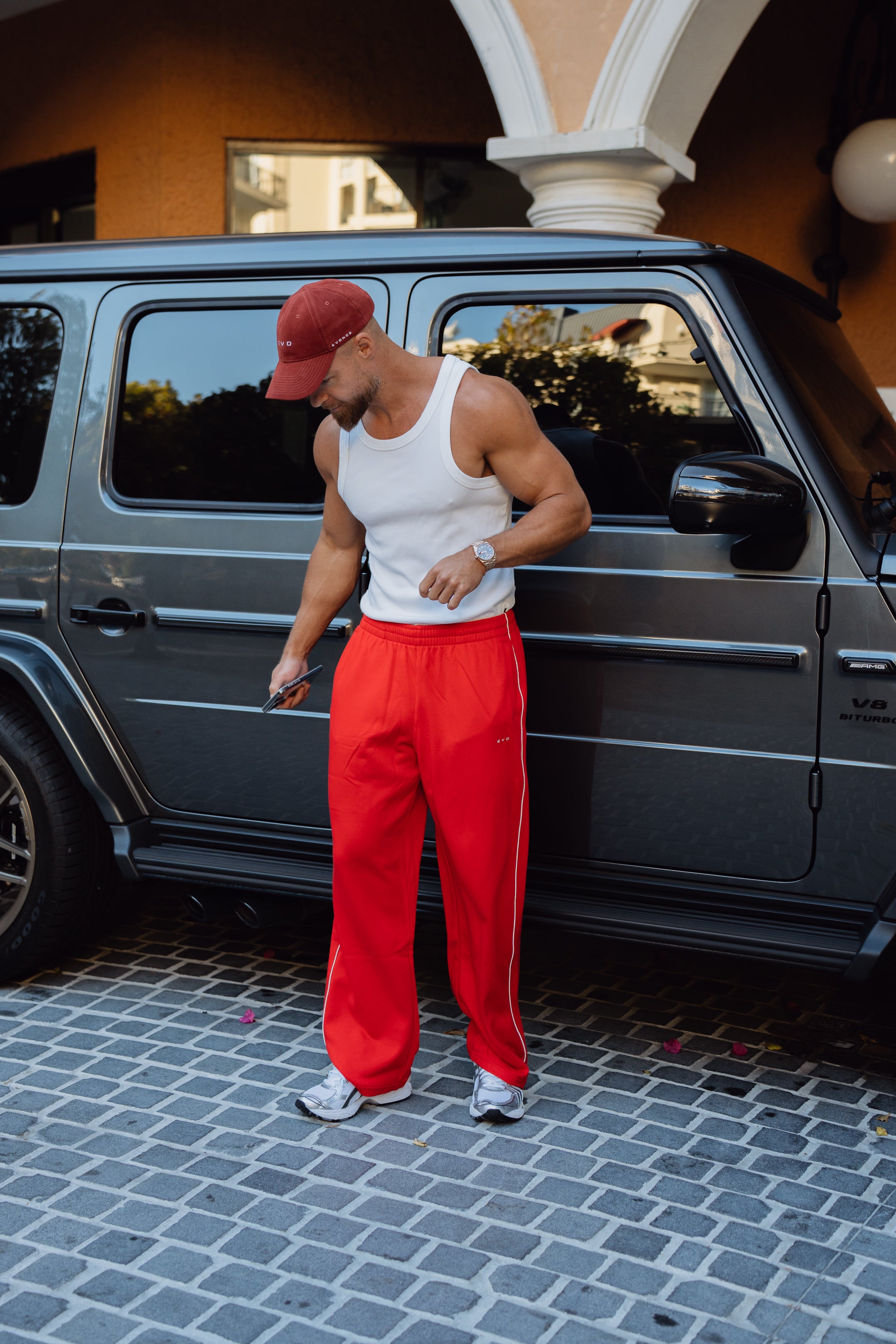 Core Track Pants Red – Relaxed Fit | EVDNCE
