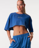 Core Oversized Crop Tee - Washed Out Blue
