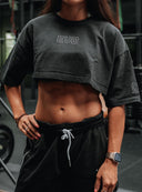 Core Oversized Crop Tee - Washed Out Black