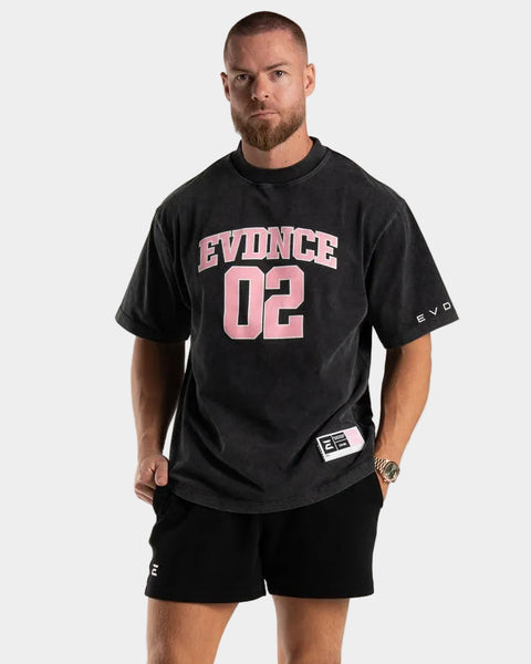 Men's Oversized Tee Washed Black, Drop Shoulder | EVDNCE
