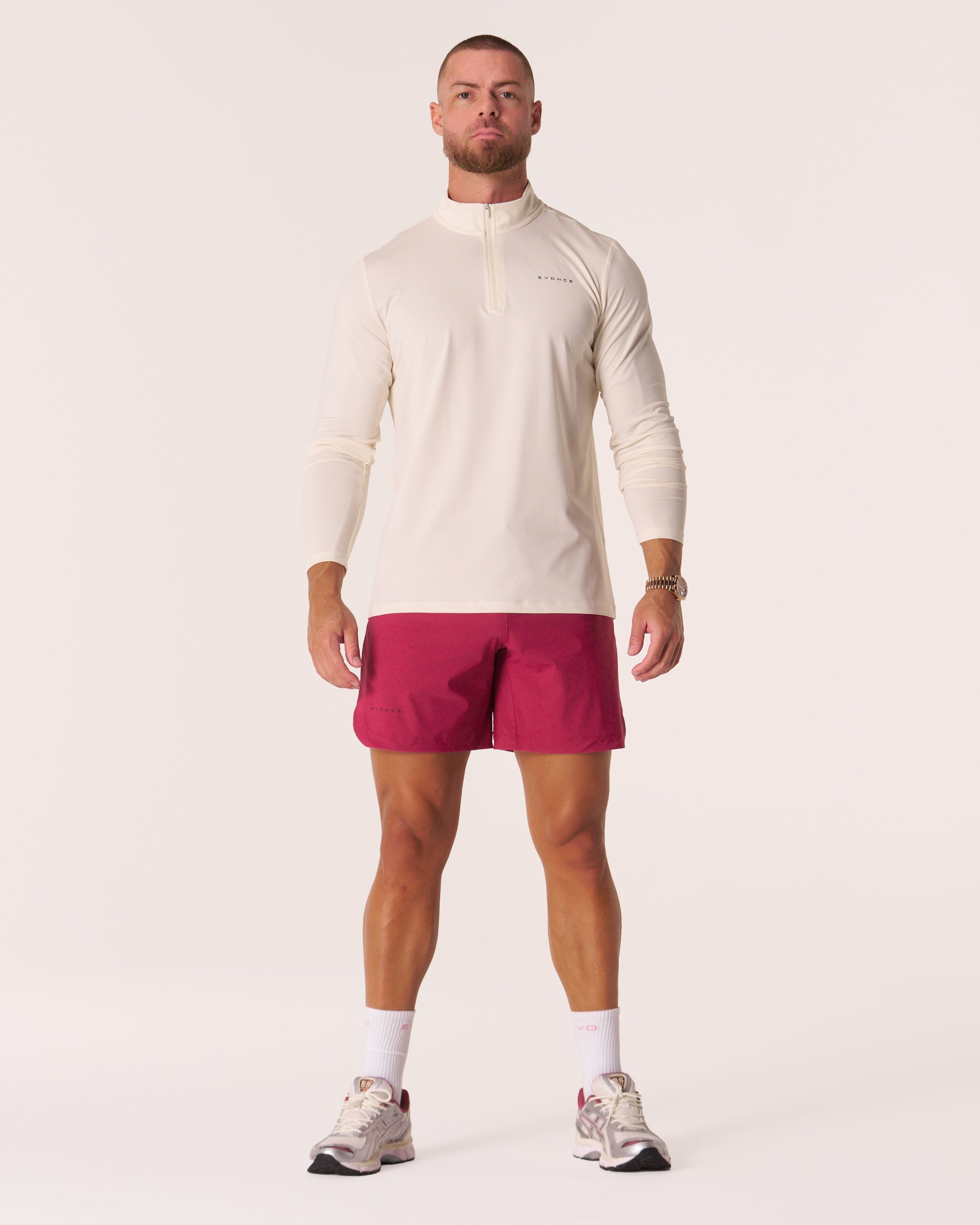 ウェア ELECTRIC VARIAL DRY L/S TEE XL Men's Quarter Zip Long Sleeve Vanilla | EVDNCE