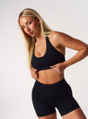 [women] Seamless Halter Crop - Black