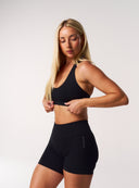 [women] Seamless Halter Crop - Black