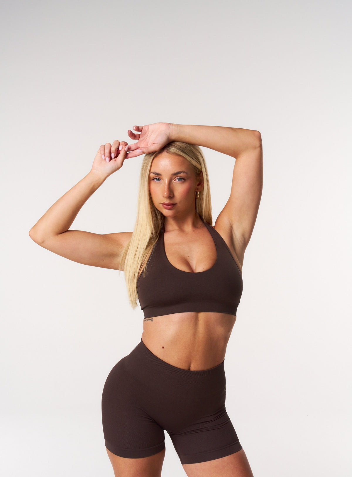 [women] Seamless Halter Crop - Chocolate
