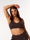 [women] Seamless Halter Crop - Chocolate